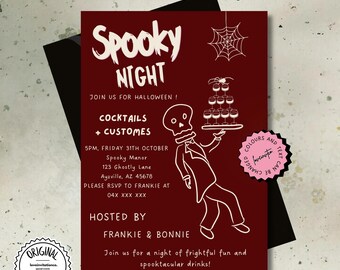 Digital Halloween Invitation Template ,Editable Halloween Invite, Scary Invite, Spooktacular Invite , Skull Invite, Ghost Party Invite