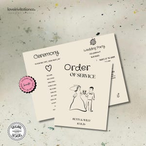 Wedding Ceremony Program Template ,Foldable Ceremony Program ,Folded Program,Wedding Timeline, Order of Service Program Template 4c