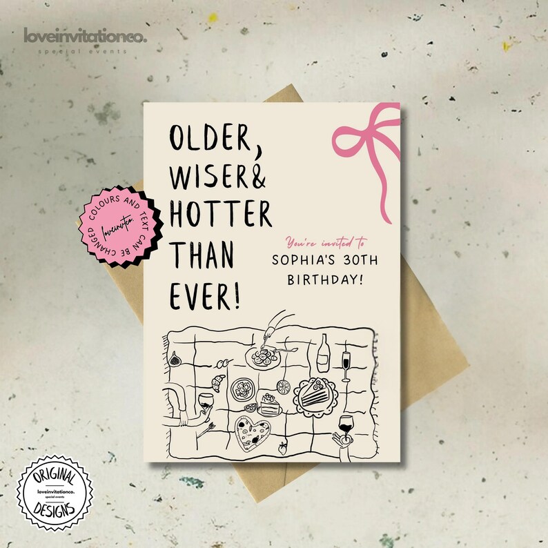 Hand Drawn Birthday Party Invitation Unique Birthday Invitations Printable Birthday Invite Editable Birthday Invite Birthday Detail Card image 1