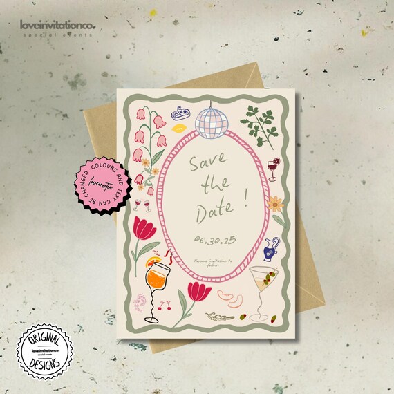 Floral Save the Date Template , Printable Save the Dates , Editable Wedding Invitation Unique Wedding Save the Date Digital Invite 05