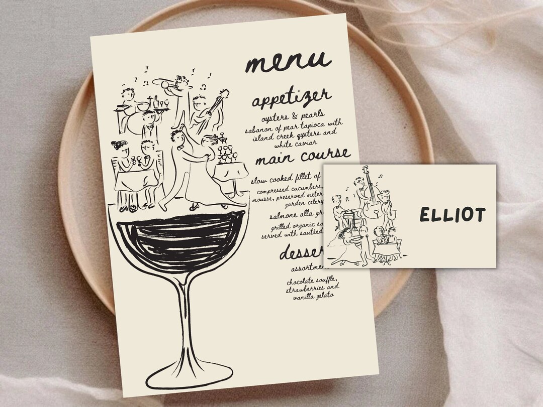 Wedding Place Cards With Menu Wedding Menu Printable Template Wedding ...