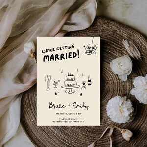 Plantilla de invitación de boda editable, invitación imprimible, invitación digital única, invitación dibujada a mano, invitación original, descarga instantánea 2sd imagen 5