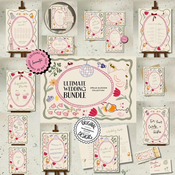Ultimate Wedding Bundle Templates Editable Complete Wedding Stationery Wedding Suite Printable Wedding Sign Bundle Wedding Day Templates 05