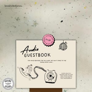 Printable Audio GuestBook Sign Template Wedding Voicemail Editable Telephone Guestbook Signage Leave Us A Message Decor Sign Guestbook 4c