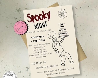 Digital Halloween Invitation Template ,Editable Halloween Invite, Scary Invite, Spooktacular Invite , Skull Invite, Ghost Party Invite