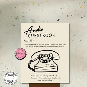 Printable Audio GuestBook Sign Template Wedding Voicemail Editable Telephone Guestbook Signage Leave Us A Message Decor Sign Guestbook 4c