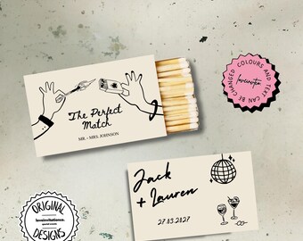 Printable Matchbox Favor Template Hand Drawn Matchbox Favor Gift For Guests Wedding Gift Unique Match Box Personalized Matchbox Wedding e1