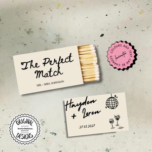 Matchbox Favor Template Hand Drawn Couple Wedding Matches Custom Gift For Guests Wedding Gift Unique Match Box PersonalizeMatches Wedding 7k