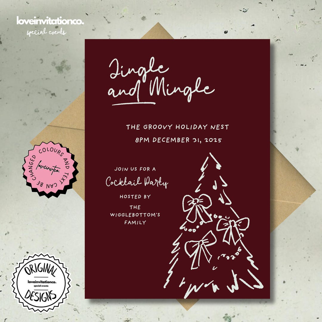 Plantilla de invitación navideña digital editable Invitación a fiesta ...