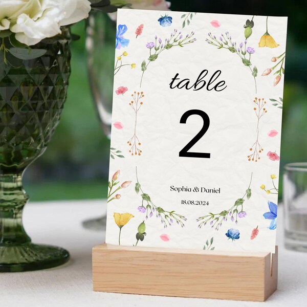 Colorful Flower Wedding Table Numbers Template, Printable Table Numbers Wedding Table Numbers, Garden Flower Invitation Summer Theme Wedding