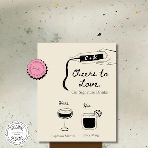 Signature Drinks Sign Template Personalized Hand Drawn Drink Sign Editable Wedding Cocktail Menu Drinks Custom Cocktails Bar Sign l5