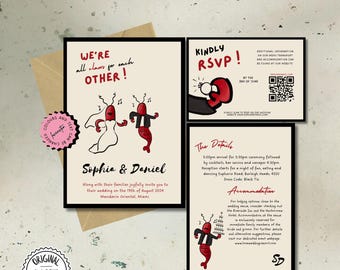 Editable Lobster Wedding Invitation Template, Printable Invitation Suite, Unique Sea Themed Invite, Whimsical Invitations, Instant Download