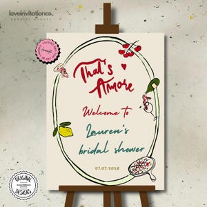 Thats Amore Bridal Shower Welcome Sign, Editable Thats Amore Italian Bridal Shower Sign, That&#39;s Amore Sign, Red Bridal Shower Decor