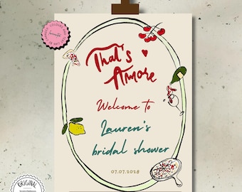 Thats Amore Bridal Shower Welcome Sign, Editable Thats Amore Italian Bridal Shower Sign, That's Amore Sign, Red Bridal Shower Decor