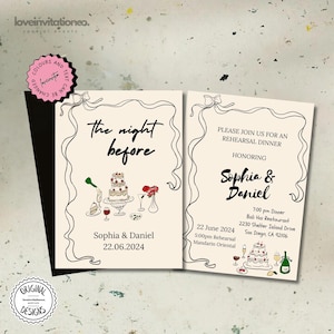 Rehearsal Dinner Invitation Template, Hand Drawn Wedding Rehearsal Invitation, The Night Before Invitation Dinner Night Before Invitation p5
