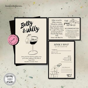Editable Wedding Invitation Template, Printable Invitation Suite, Digital Unique Hand Drawn Invite Whimsical Invite Instant Download Canva