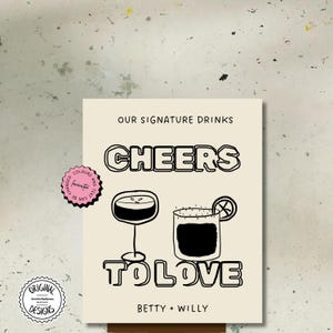 Signature Drinks Sign Template Personalized Hand Drawn Drink Sign Editable Wedding Cocktail Menu Drinks Custom Cocktails Bar Sign