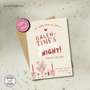Editable Galentines Day Printable Invitation Template Hand Drawn Girls Night Party InviteGalentines Day Brunch Invite Girls Night Template g