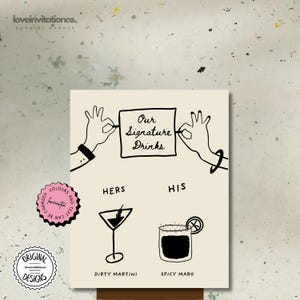 Signature Drinks Sign Template Personalized Hand Drawn Drink Sign Editable Wedding Cocktail Menu Drinks Custom Cocktails Bar Sign e1