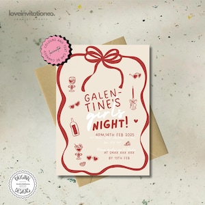 Editable Galentines Day Printable Invitation Template Hand Drawn Girls Night Party Invite Galentines Day Brunch Invite Girls NightTemplate g