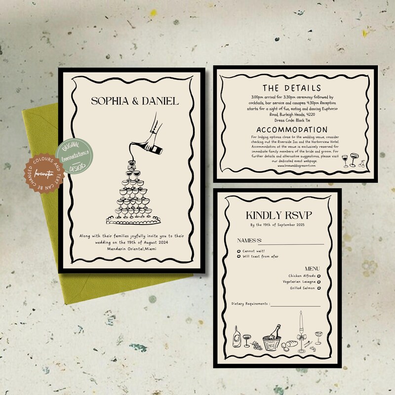 Champagne Wedding Invitation - Etsy