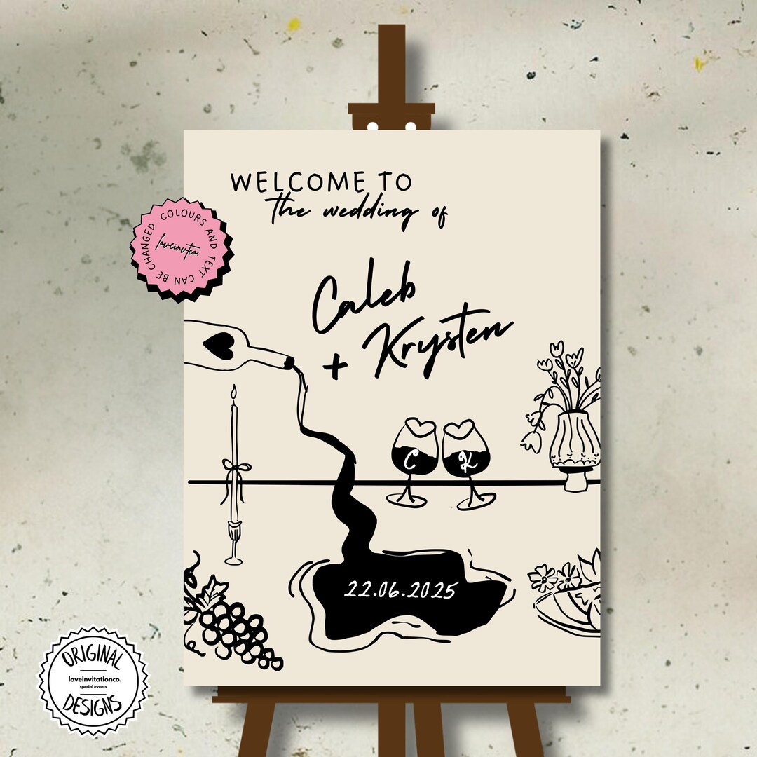 Hand Drawn Printable Wedding Welcome Sign Template Editable Wedding ...