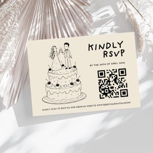 Handgezeichnete Hochzeitseinladungsvorlage Wunderliche Hochzeitsreihe Bearbeitbare Canva-Vorlage Einzigartige illustrierte Einladung Sofort-Download Bild 5