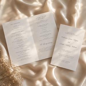 Catholic Wedding Program Template , Folded Catholic Mass Wedding Ceremony Program, Minimalist Wedding Program, Church Wedding Program, Canva