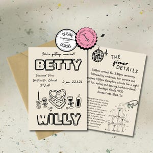 Editable Wedding Invitation Template Printable Invitation Suite Digital Unique Invite Hand Drawn Invite Whimsical Invite Instant Download 2s