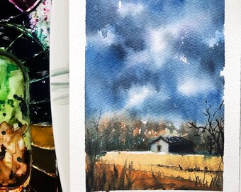 Watercolor Original Art, Landscapes Painting, Scenery painting, Watercolor scenery, Sanketi, Watercolor Art,  Watercolor landscapes,