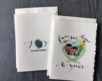 Christmas Cards Set of 10 With Envelopes, Watercolor Holiday cards, Greeting Cards for New Year, Holiday greeting Cards, Christmas cards