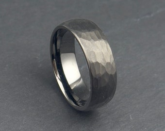 Hammered Tungsten Wedding Band for Men - 8mm Ring