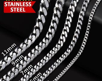 Mens Chain Necklace, Silver Chain Men, Stainless Steel Mens Silver Chain