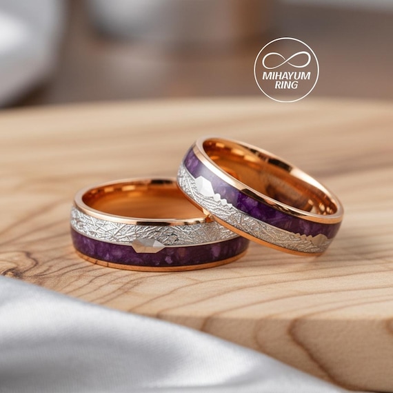 engagement Purple Cubic Zirconia Rings for Men