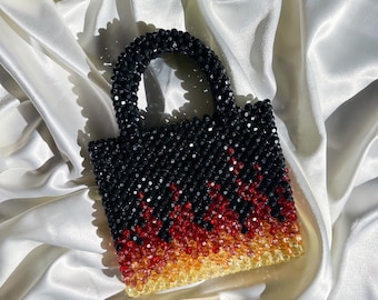 Flame Beaded Bag: Fire Color Crystal Handbag