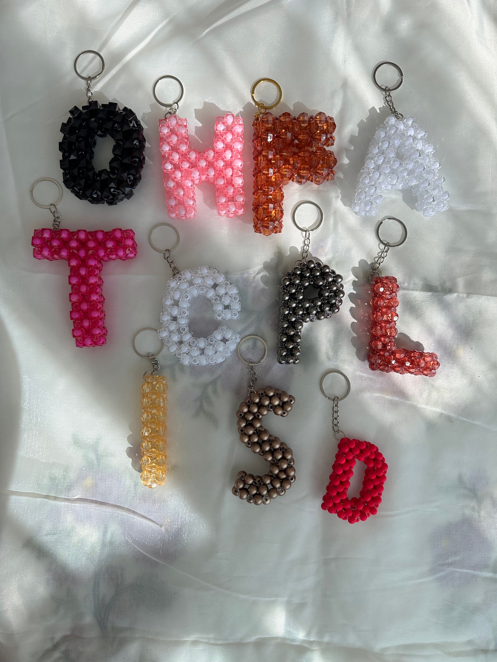 Personalized Beaded Initial Keychain: Colorful Letter Keyring Gift - Etsy
