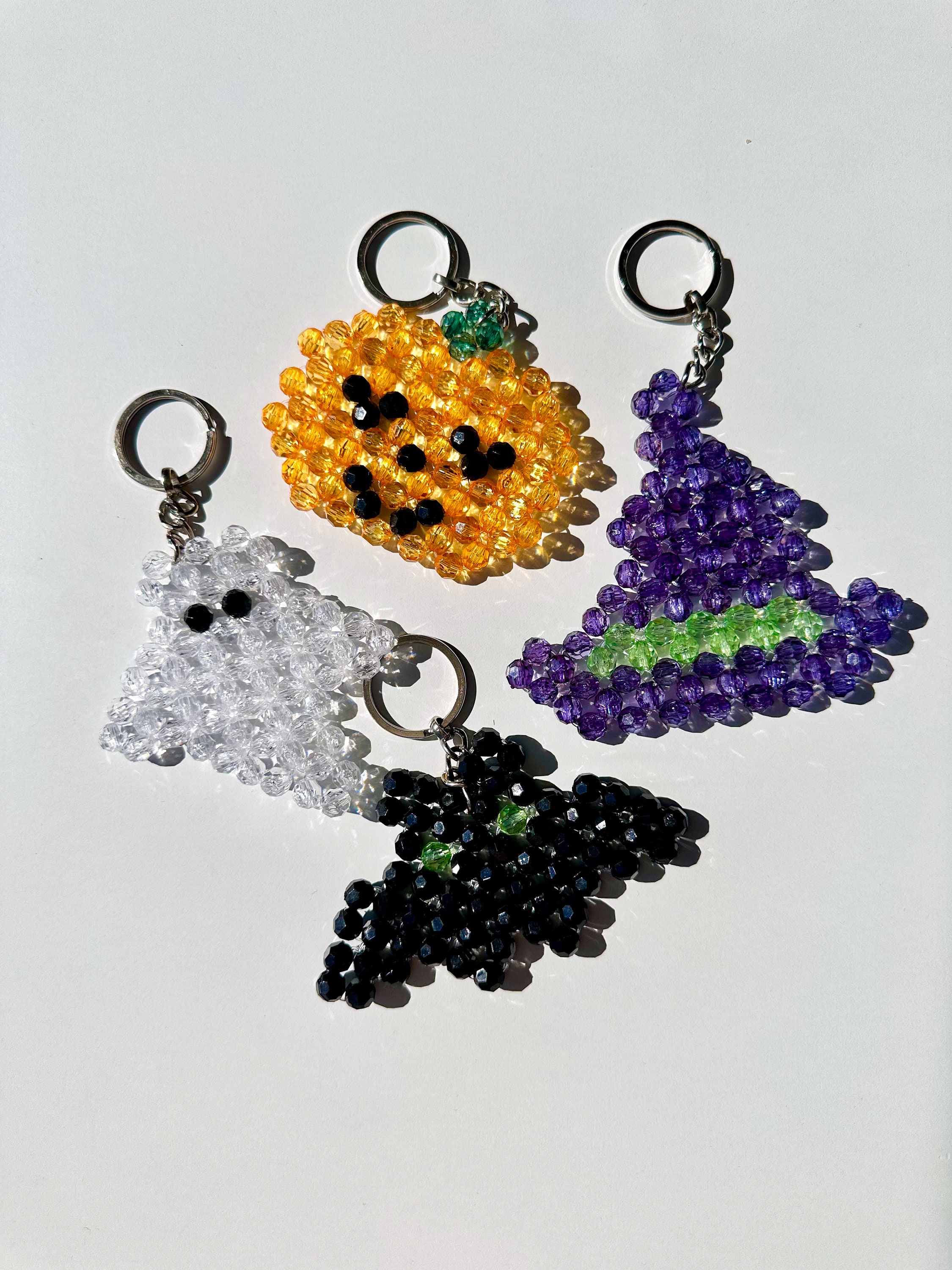 Spooky Halloween Beaded Keychain, Pumpkin Keyring, Halloween ...