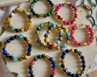 Handmade Vintage Chinoiserie Beaded Bracelet (Mahjong Bracelets)-- Gemstone Beaded Bracelets & Mahjong Bracelets