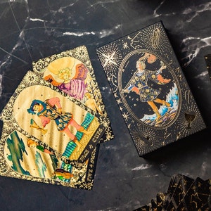 Dark Tarot Deck, Stars Tarot Cards with Guidebook, Rider Waite Tarot, Divination Tarot, Beginner Tarot, Future Telling Deck, Tarot in Box