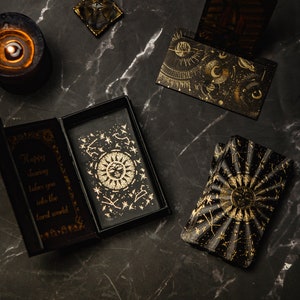 Dark Tarot Deck, Stars Tarot Cards with Guidebook, Rider Waite Tarot, Divination Tarot, Beginner Tarot, Future Telling Deck, Tarot in Box