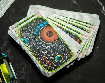 Beautiful Tarot Deck with Guidebook, Tarot with Meanings, Tarot 78 Cards with Text, Beginner Tarot Holographic, Classic Tarot Deck Celestial