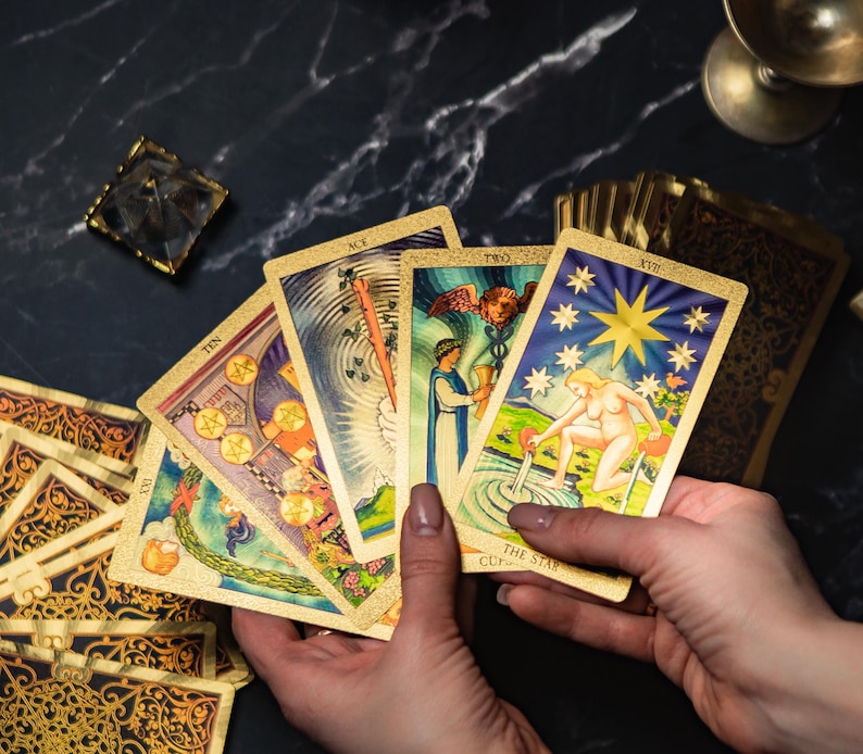 Golden Glow Tarot Cards Deck With Guidebook, Classic Tarot Deck 78 ...