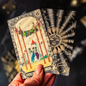 Tarot Deck & Guidebook, Classic Tarot for Beginners, Traditional Witchcraft Tarot Cards with Stand, Dark Tarot Set, Cute Tarot Deck in Box