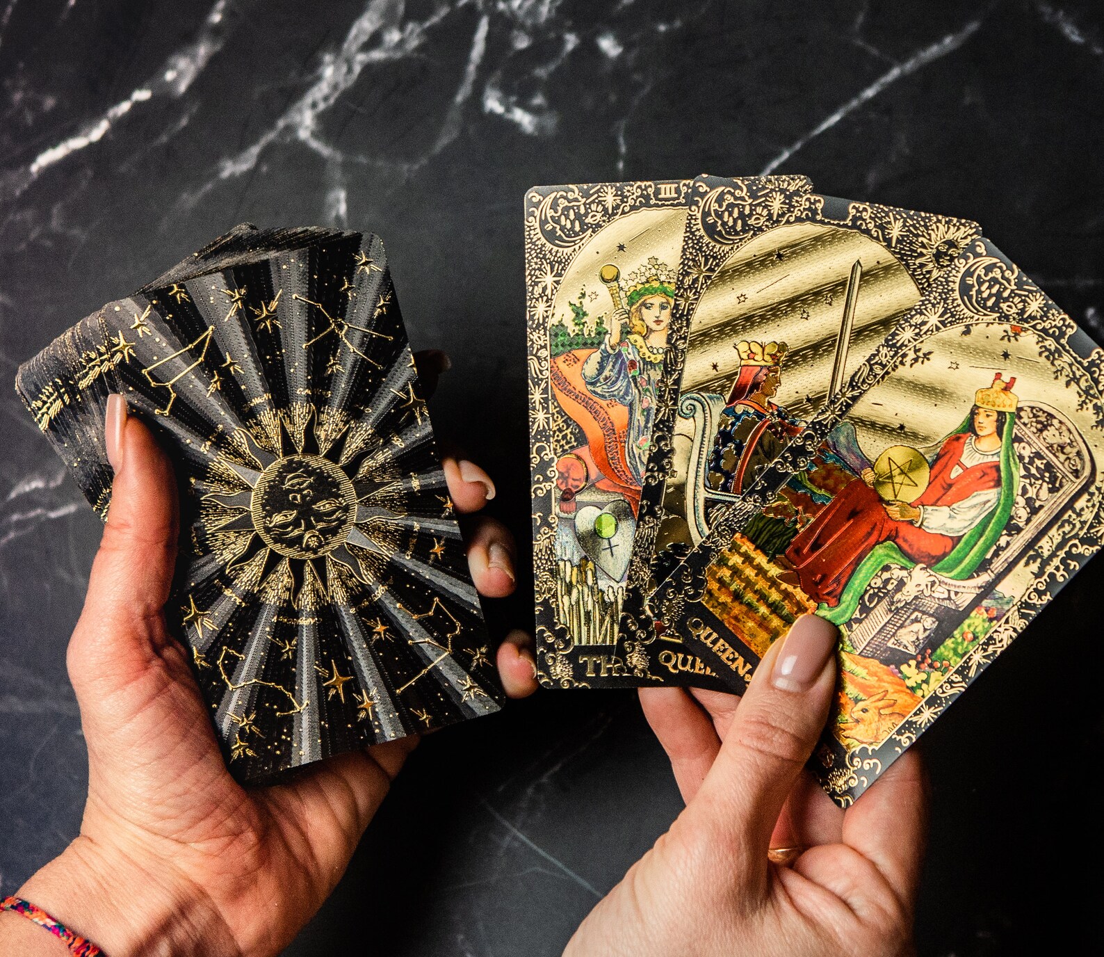 Vintage Style Gold Tarot Cards, 78 Card Deck With Guidebook, Beautiful ...