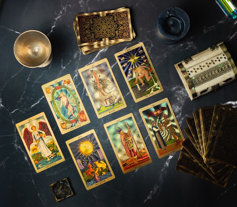 Gold Foil Tarot Deck, Rider Waite Tarot Cards Deck, Cute Tarot With ...