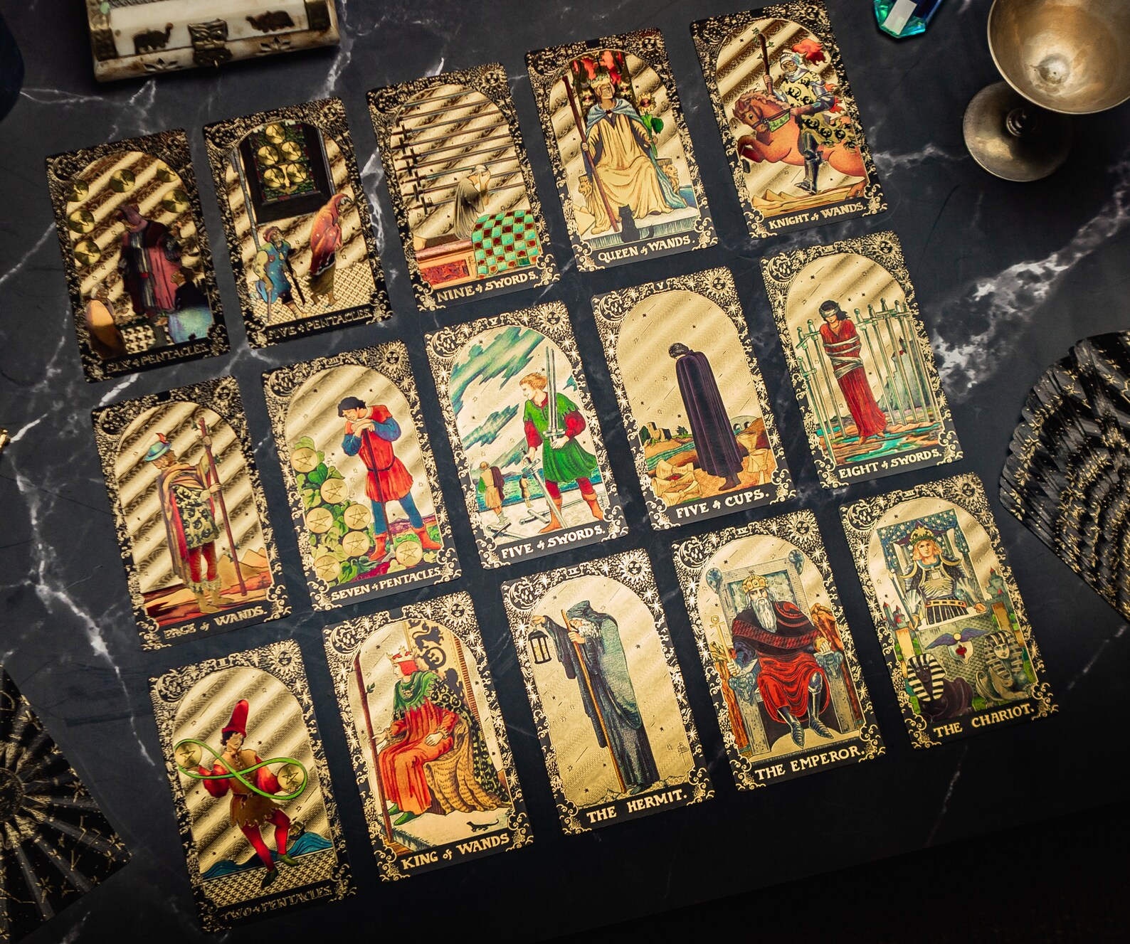Vintage Style Gold Foil Tarot Cards, 78 Card Deck With Guidebook - Etsy