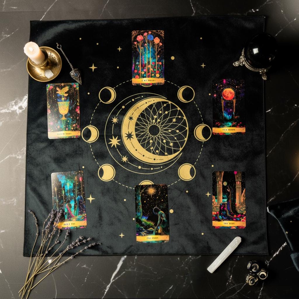 Tapis Divinatoire En Caoutchouc – 22 Cm De Diamètre, Motif étoilé Nordique, Pour Tarot, Pendule, Protection Cartes - 7
