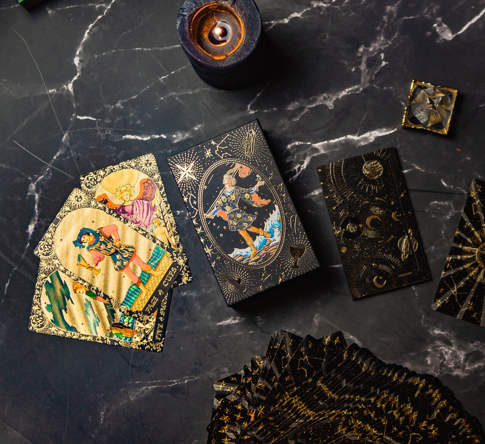 Vintage Style Gold Tarot Cards, 78 Card Deck With Guidebook, Beautiful ...