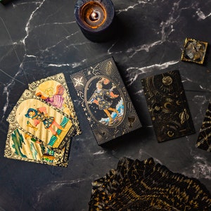 Vintage Style Gold Foil Tarot Cards, 78 Card Deck With Guidebook - Etsy