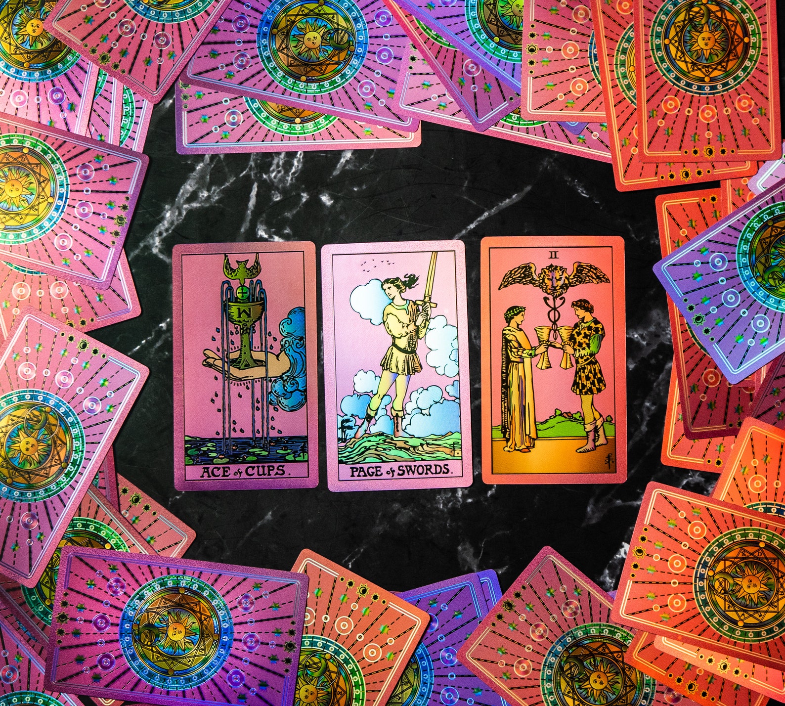 Pink Shiny Foil Tarot Deck With Lamination, Love Tarot Cards, Full RWS ...
